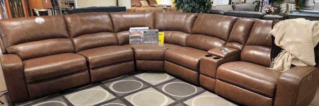 Leather Sectional Medium Brown